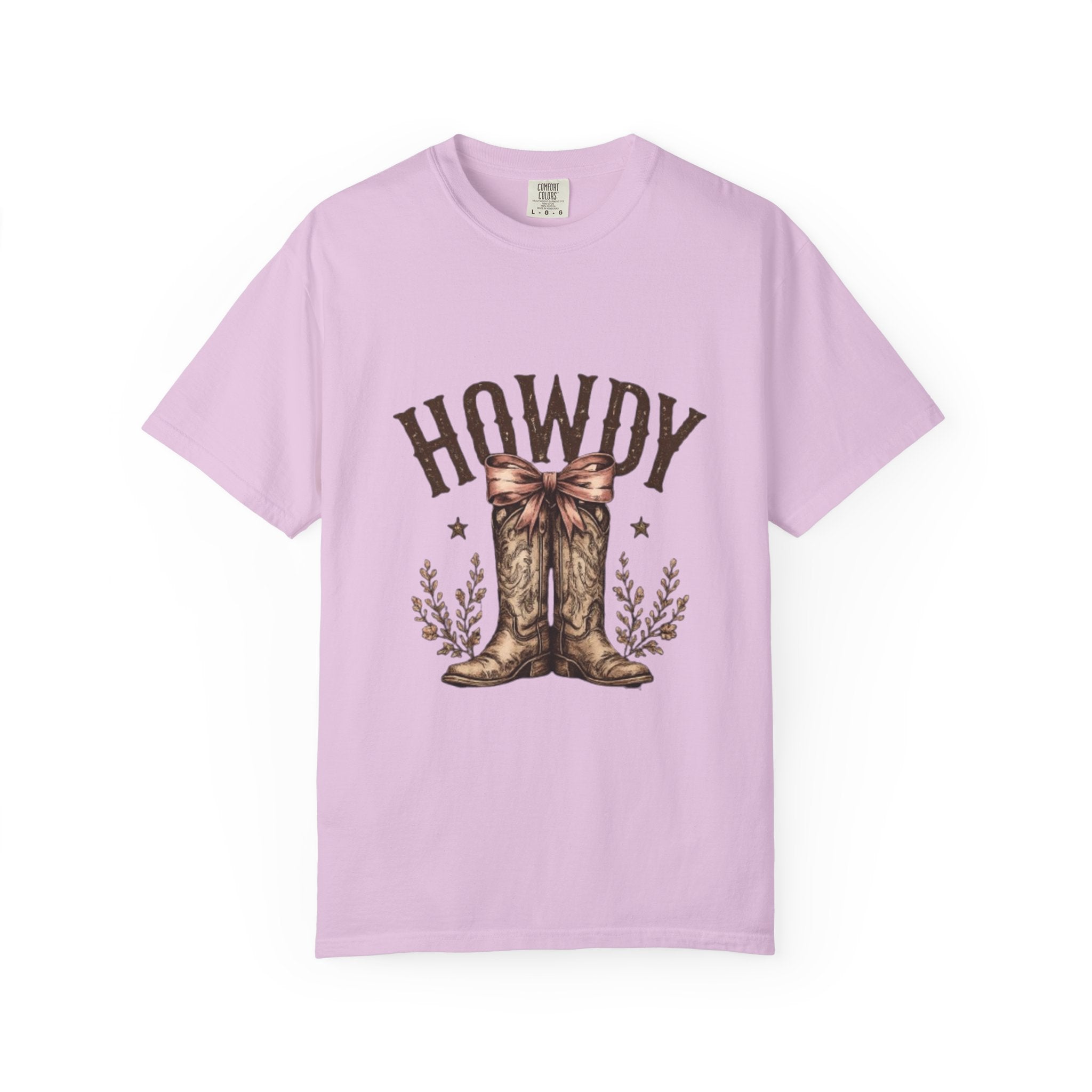 Howdy Cowboy Boots T-Shirt — Western Graphic Tee with Bow