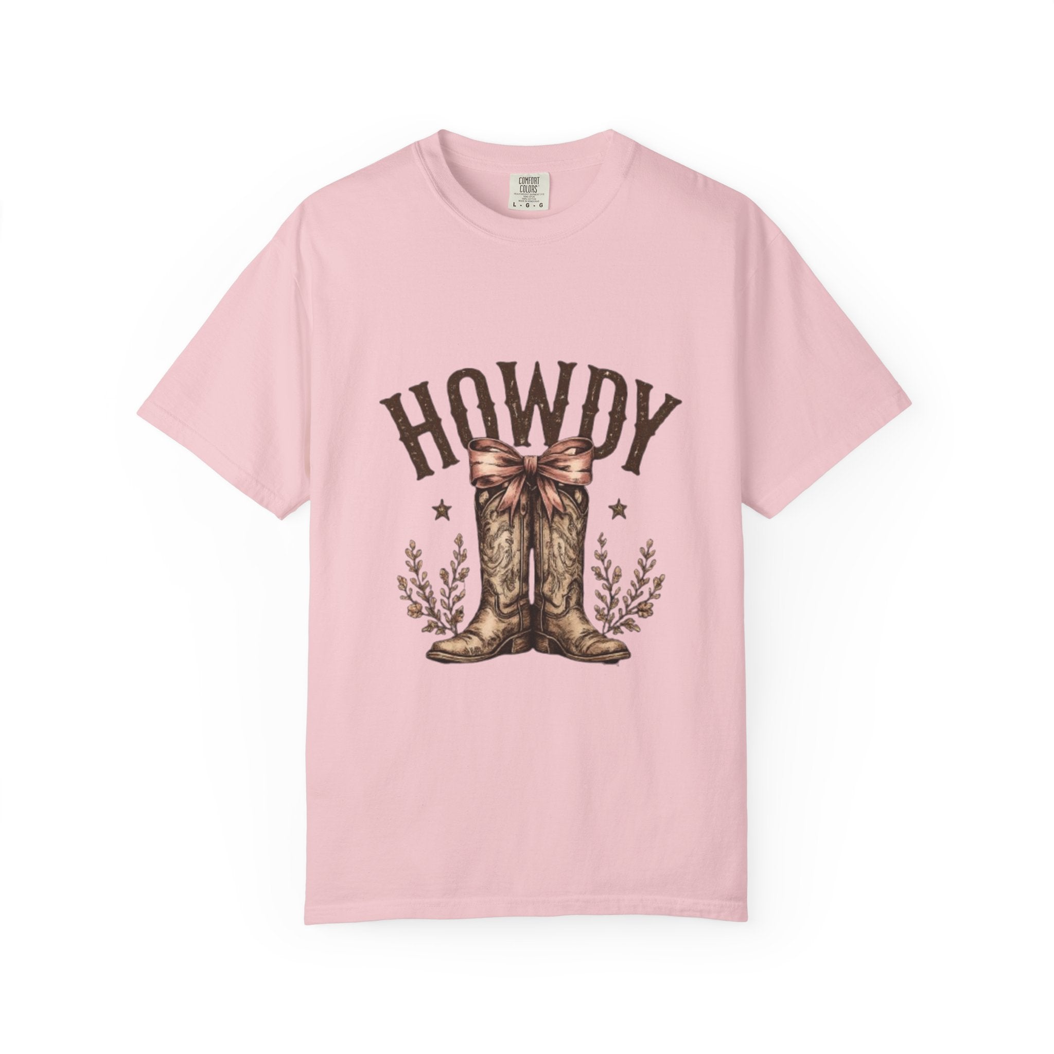Howdy Cowboy Boots T-Shirt — Western Graphic Tee with Bow