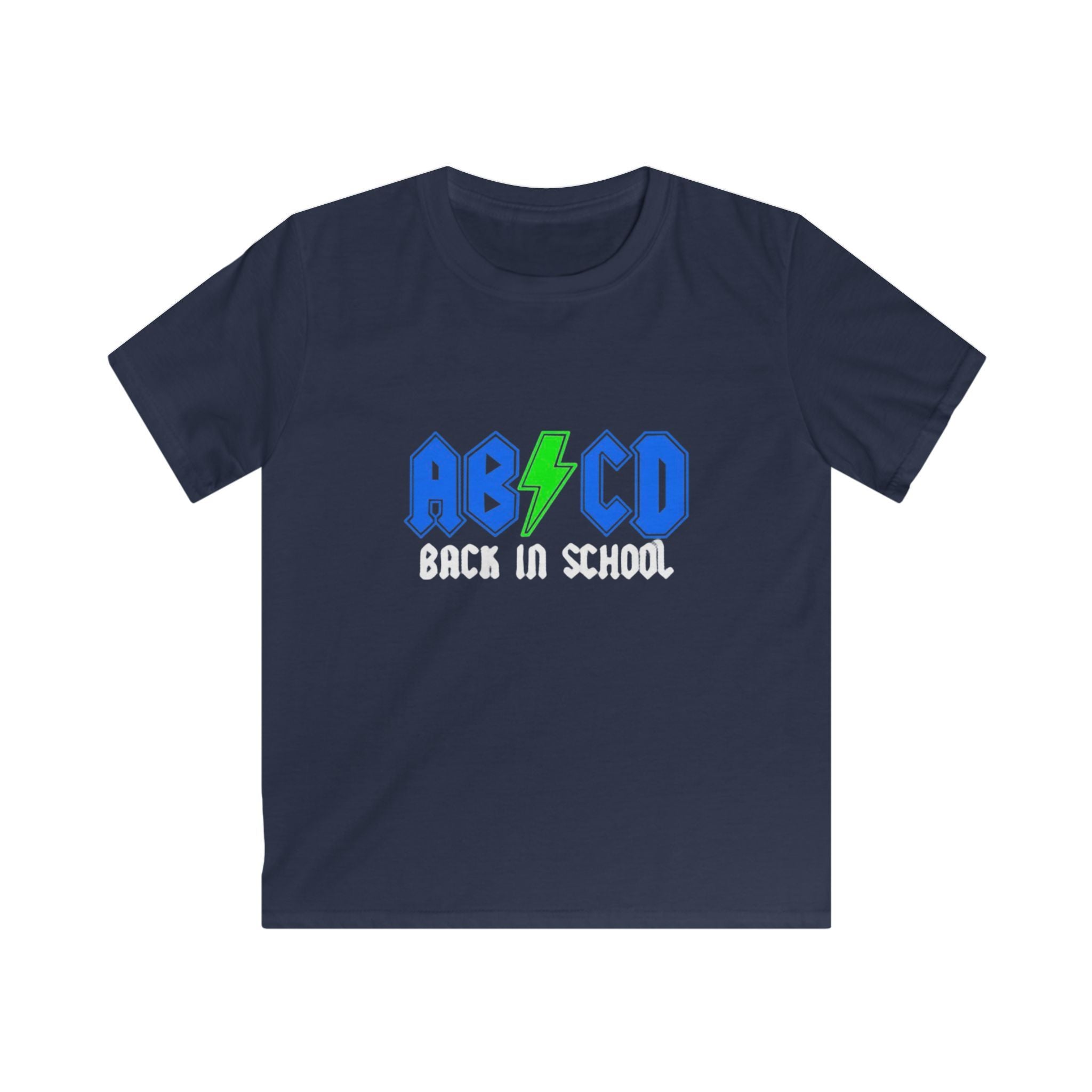 Kids "AB/CD Back in School" Graphic Tee — Cool Lightning Bolt School Shirt