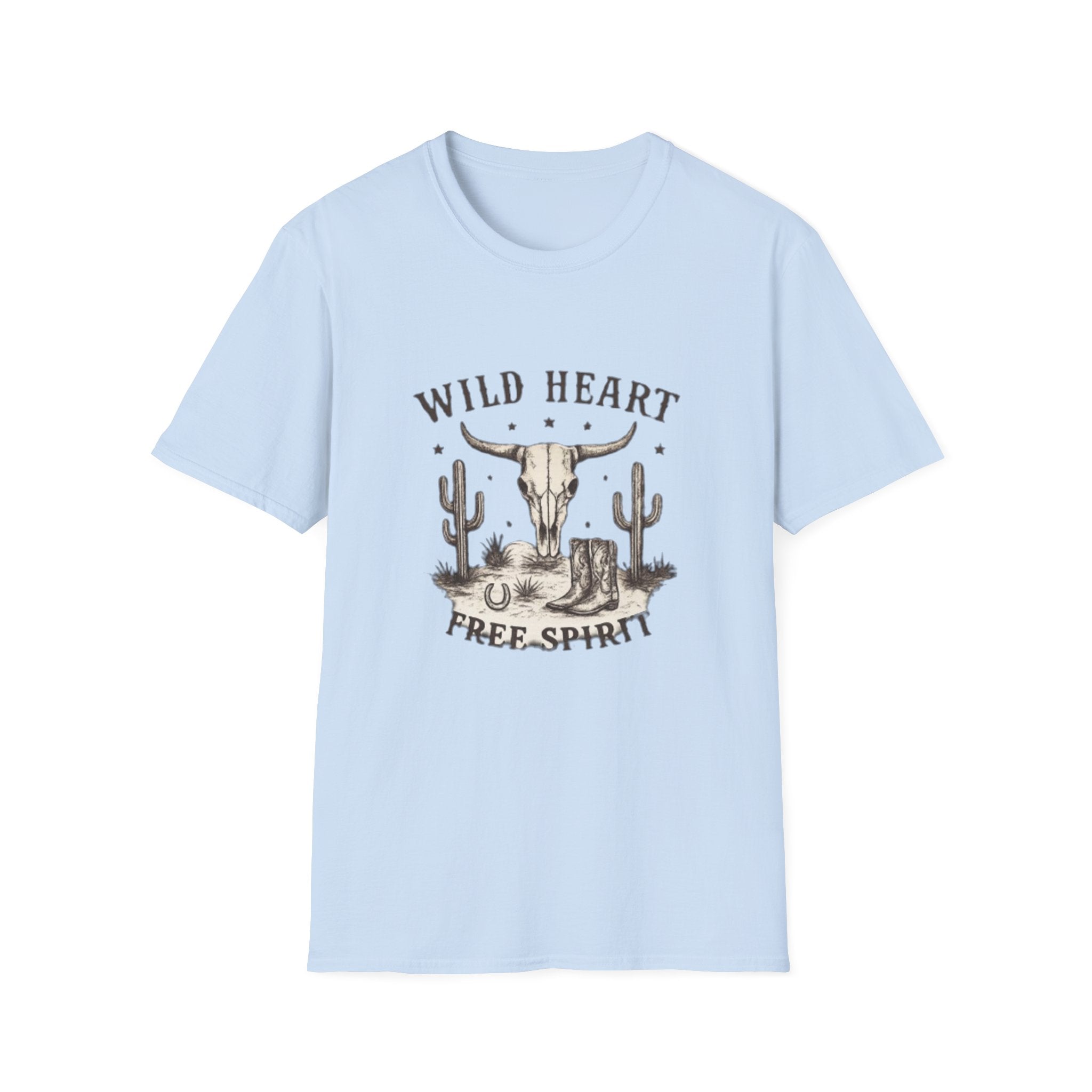 Wild Heart Skull T-Shirt – Western Cactus 'Free Spirit' Graphic Tee