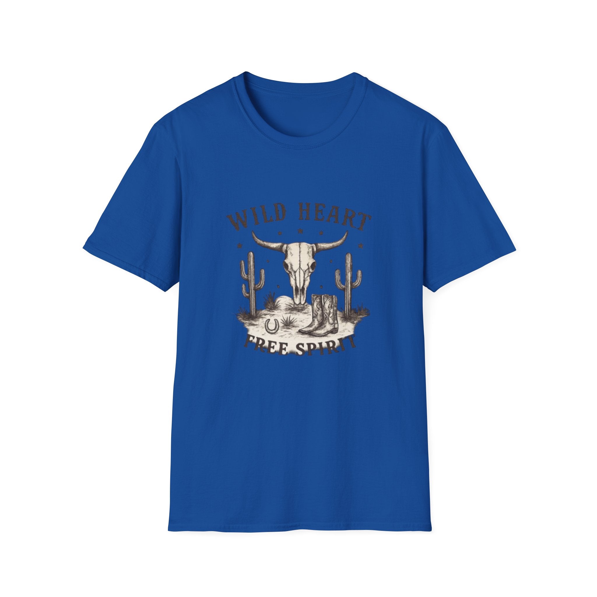 Wild Heart Skull T-Shirt – Western Cactus 'Free Spirit' Graphic Tee