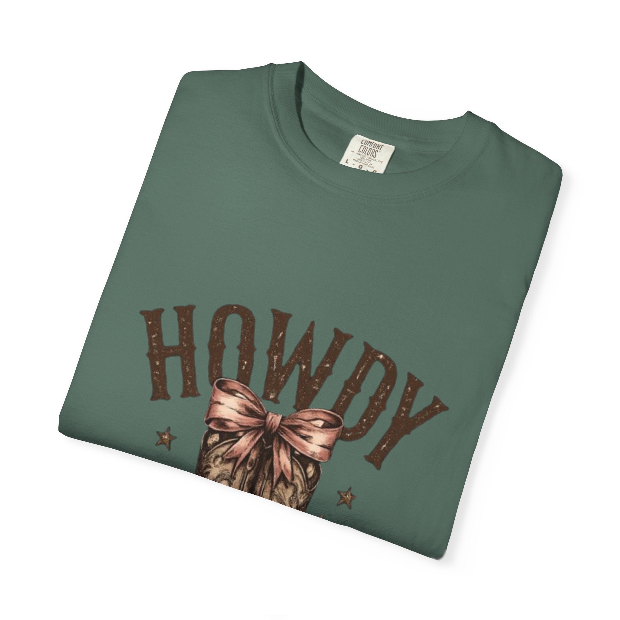 Howdy Cowboy Boots T-Shirt — Western Graphic Tee with Bow