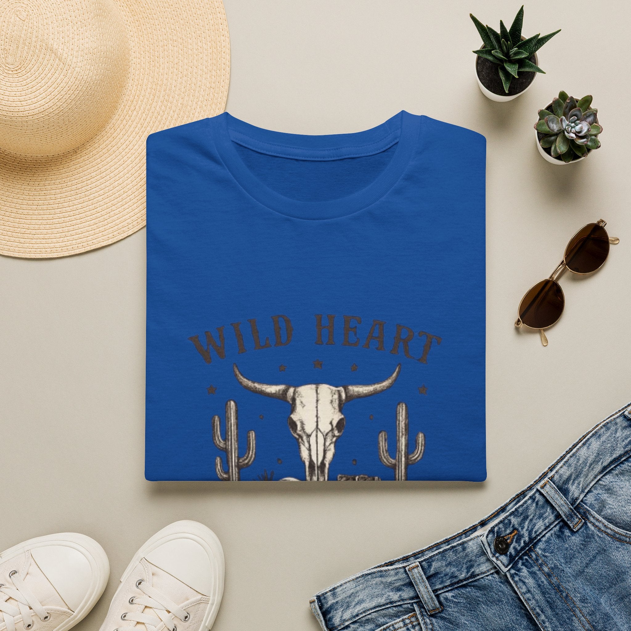 Wild Heart Skull T-Shirt – Western Cactus 'Free Spirit' Graphic Tee