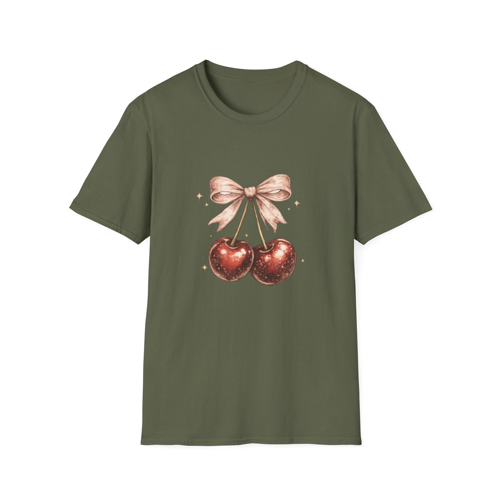 Cherry Bow T-Shirt — Cute Vintage Cherries Graphic