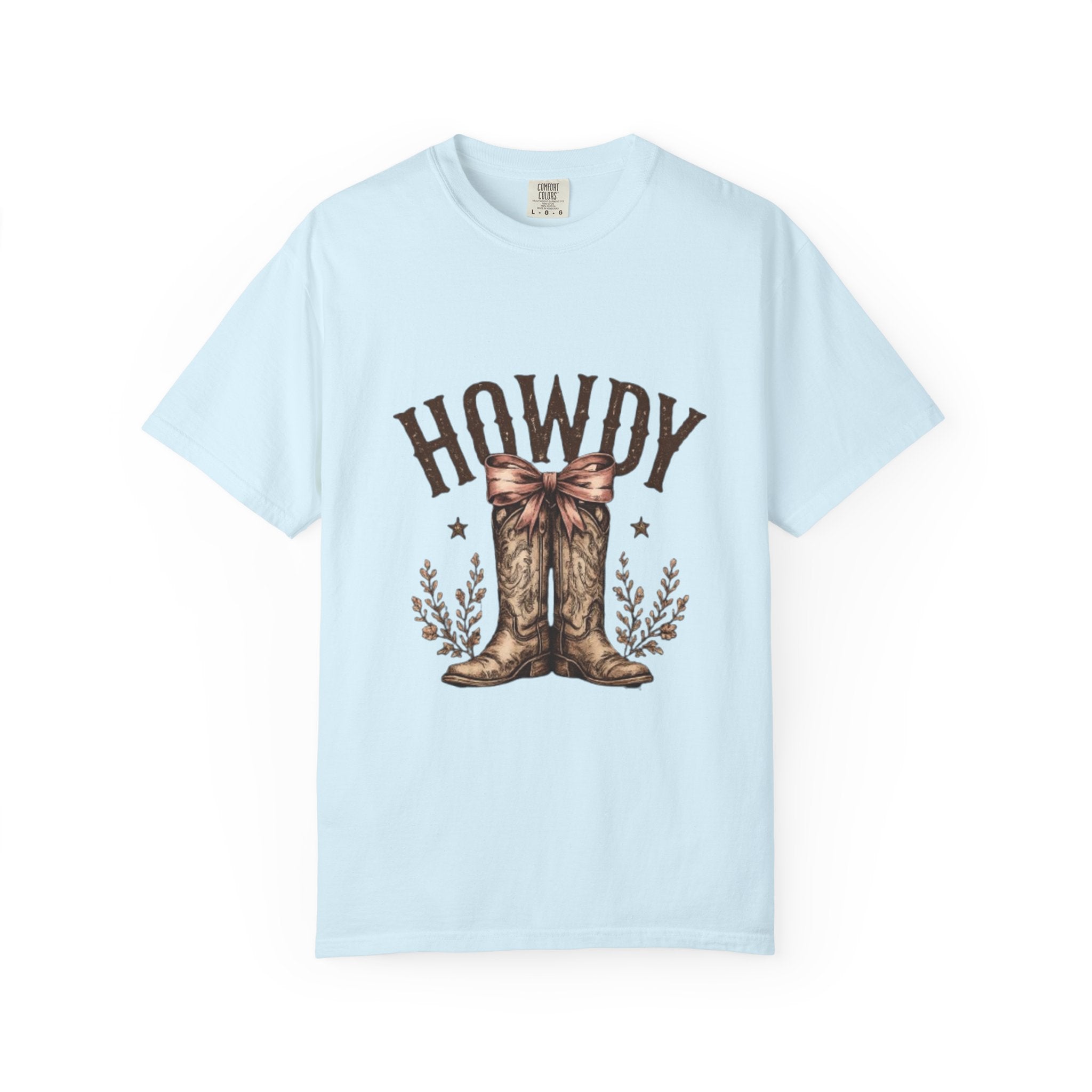 Howdy Cowboy Boots T-Shirt — Western Graphic Tee with Bow