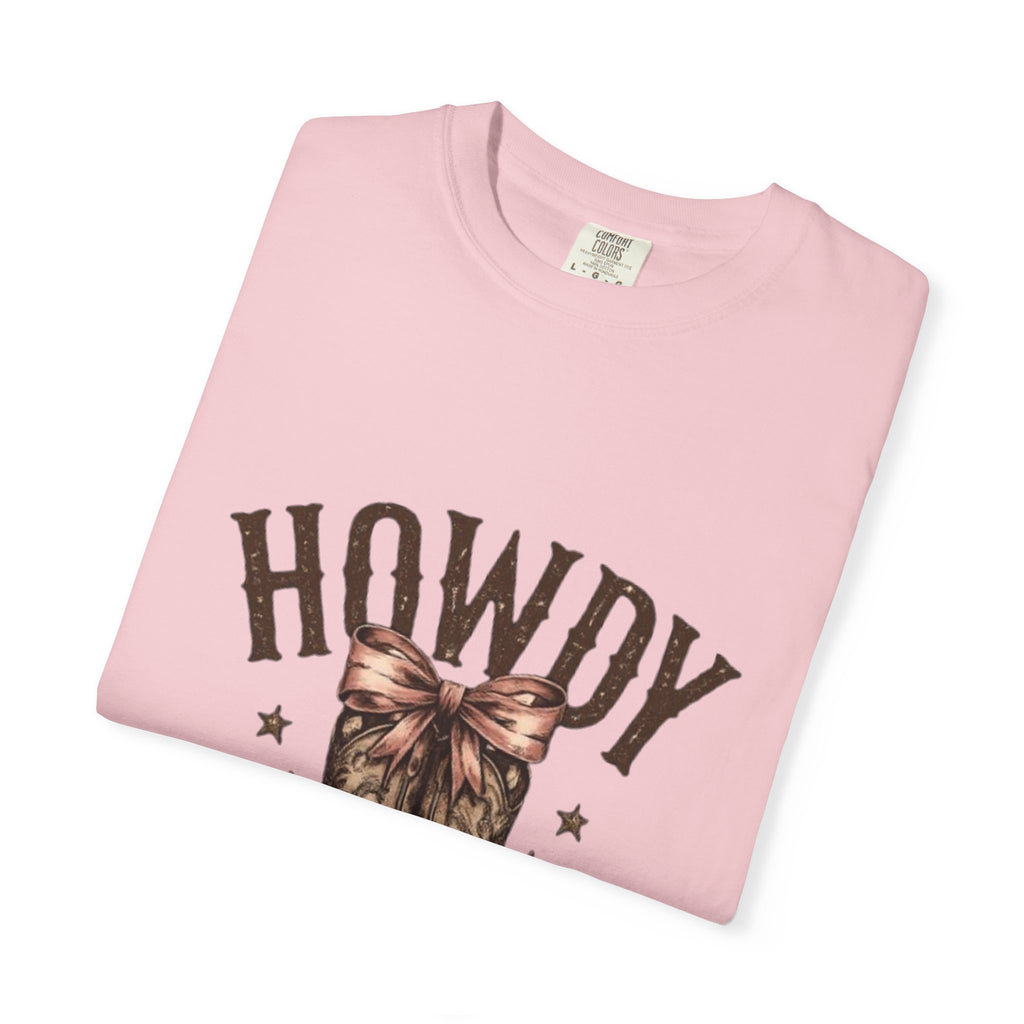 Howdy Cowboy Boots T-Shirt — Western Graphic Tee with Bow