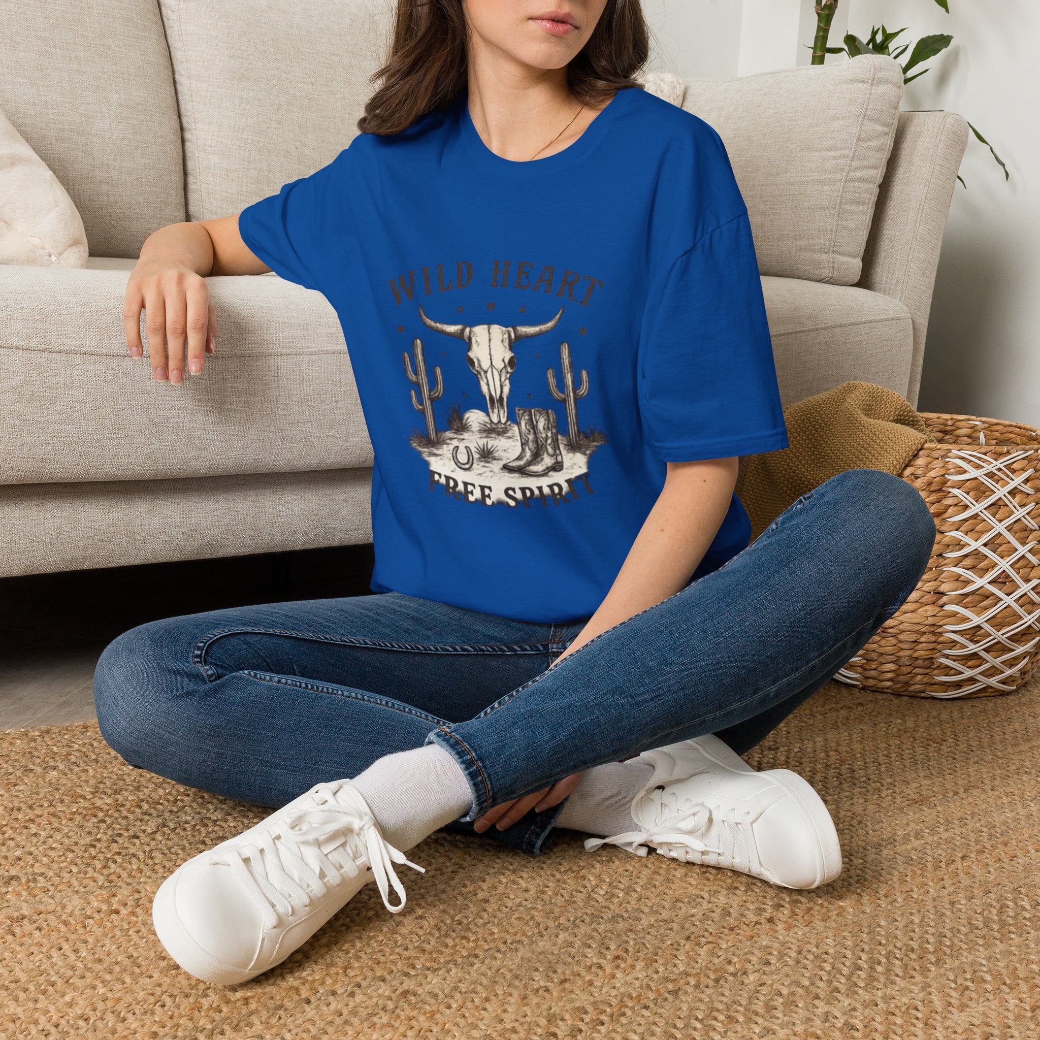 Wild Heart Skull T-Shirt – Western Cactus 'Free Spirit' Graphic Tee