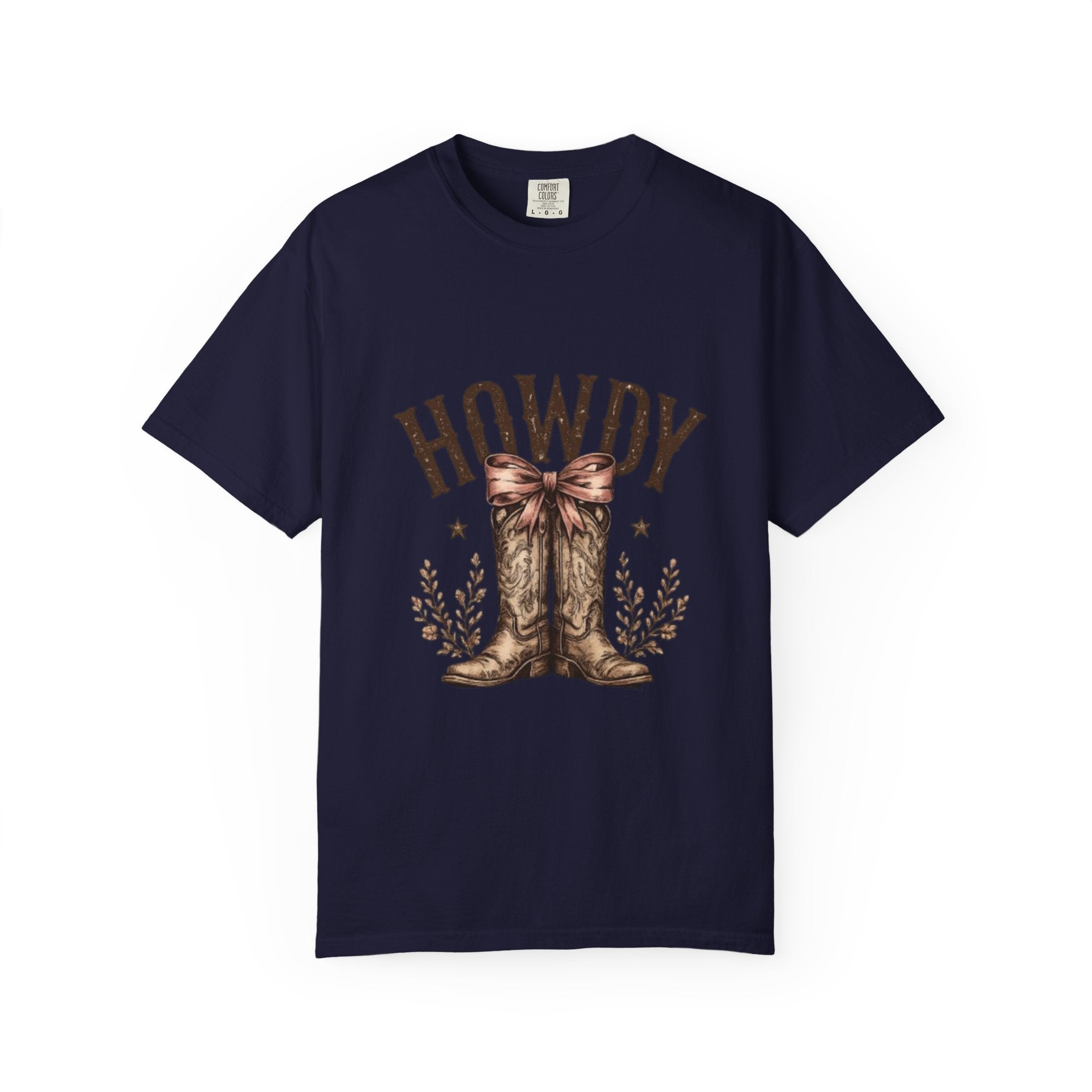 Howdy Cowboy Boots T-Shirt — Western Graphic Tee with Bow