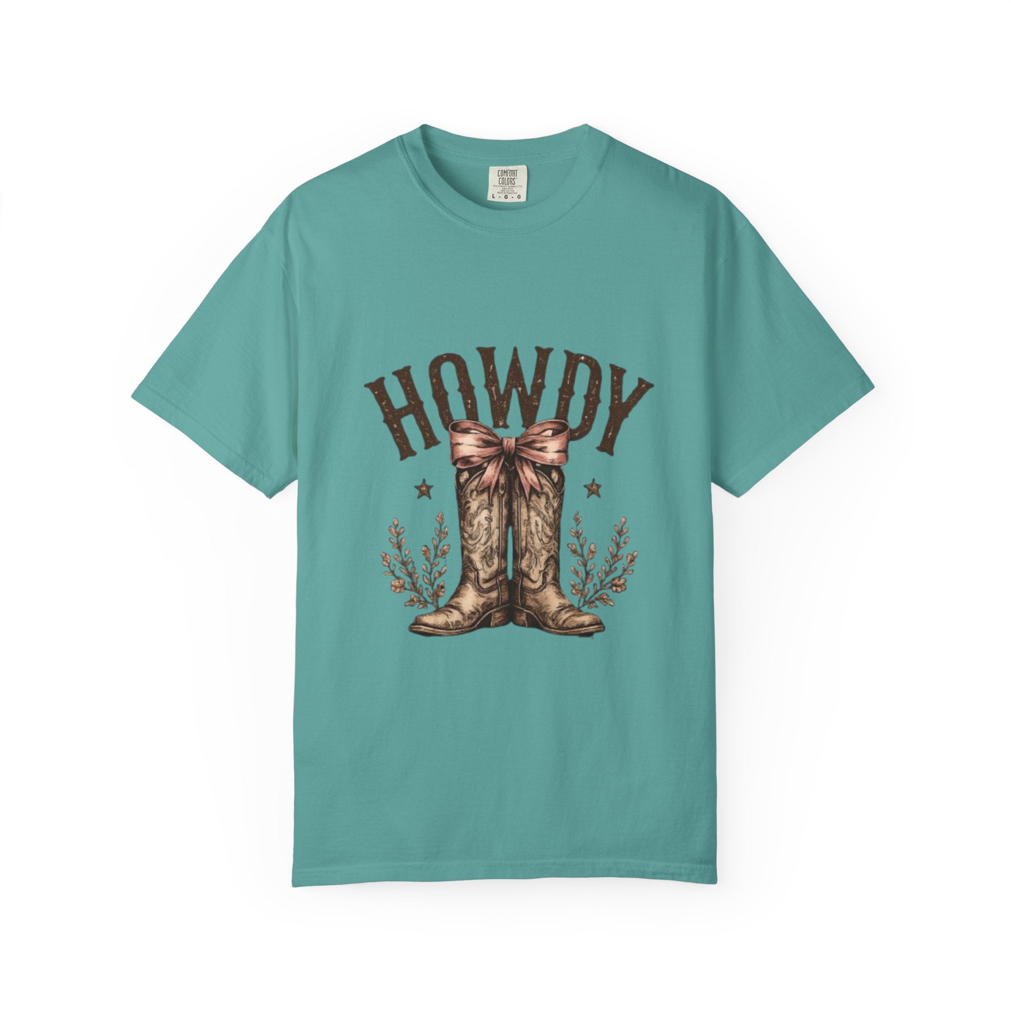 Howdy Cowboy Boots T-Shirt — Western Graphic Tee with Bow