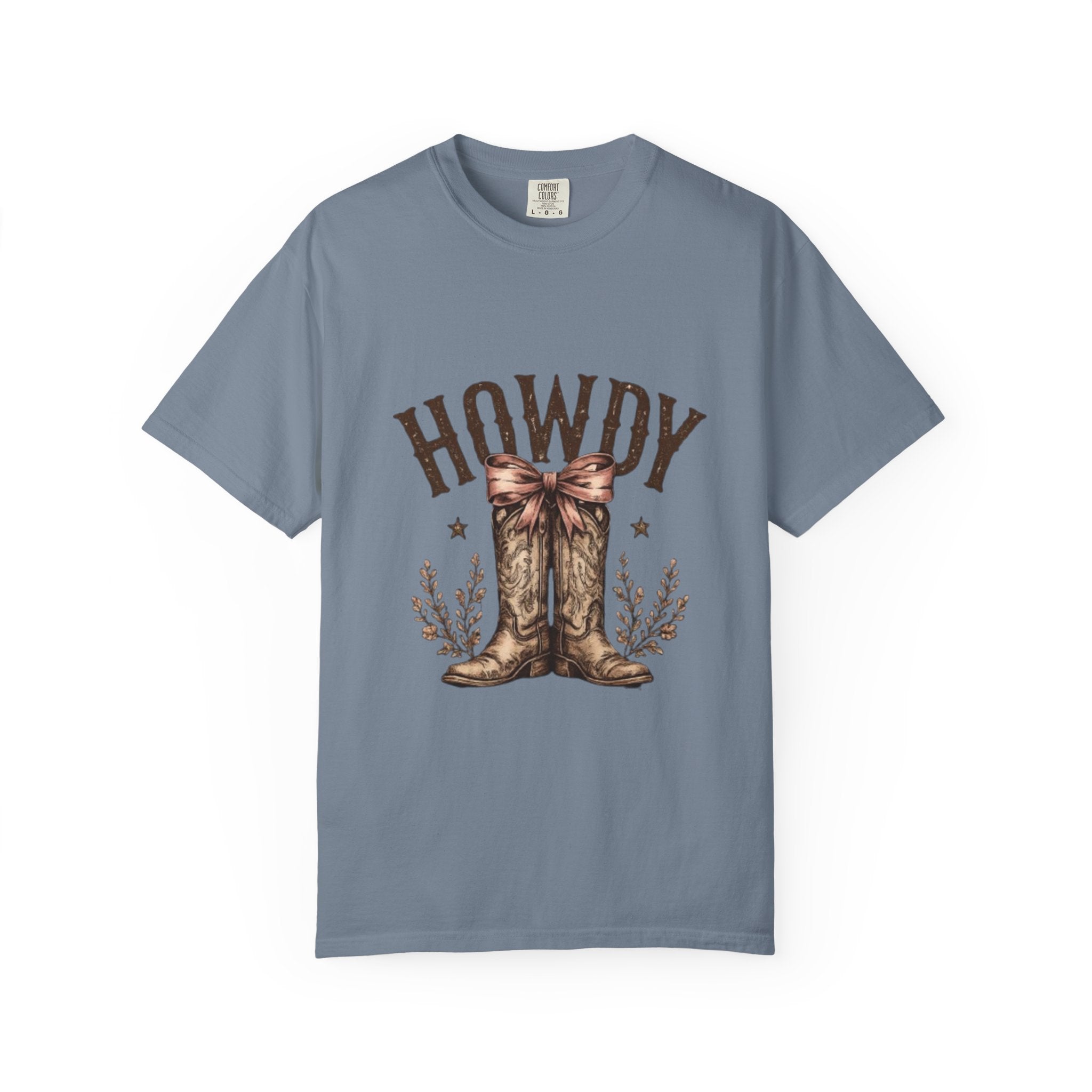 Howdy Cowboy Boots T-Shirt — Western Graphic Tee with Bow