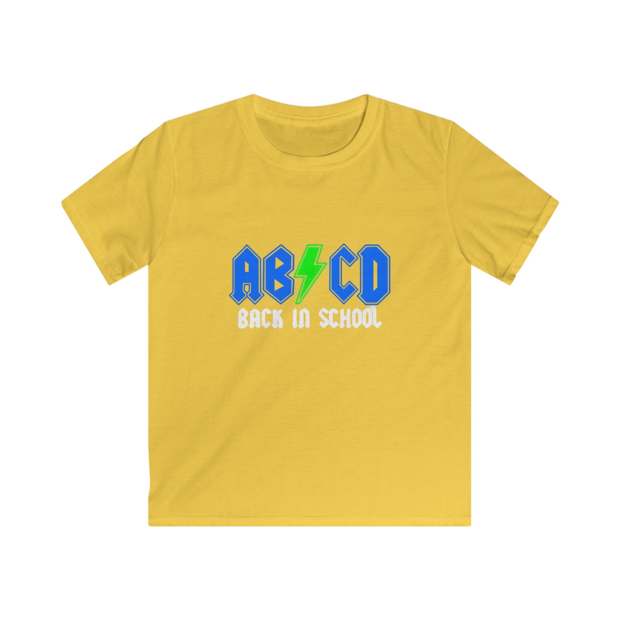 Kids "AB/CD Back in School" Graphic Tee — Cool Lightning Bolt School Shirt