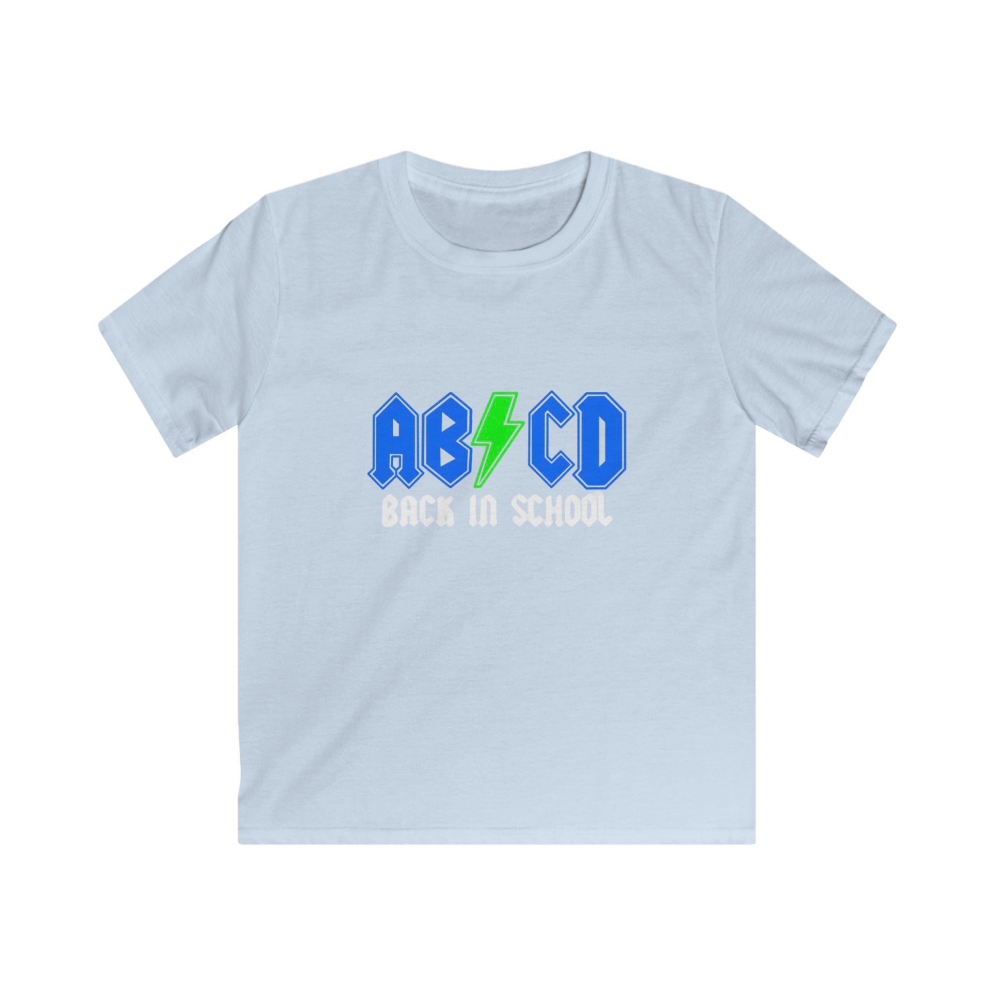 Kids "AB/CD Back in School" Graphic Tee — Cool Lightning Bolt School Shirt