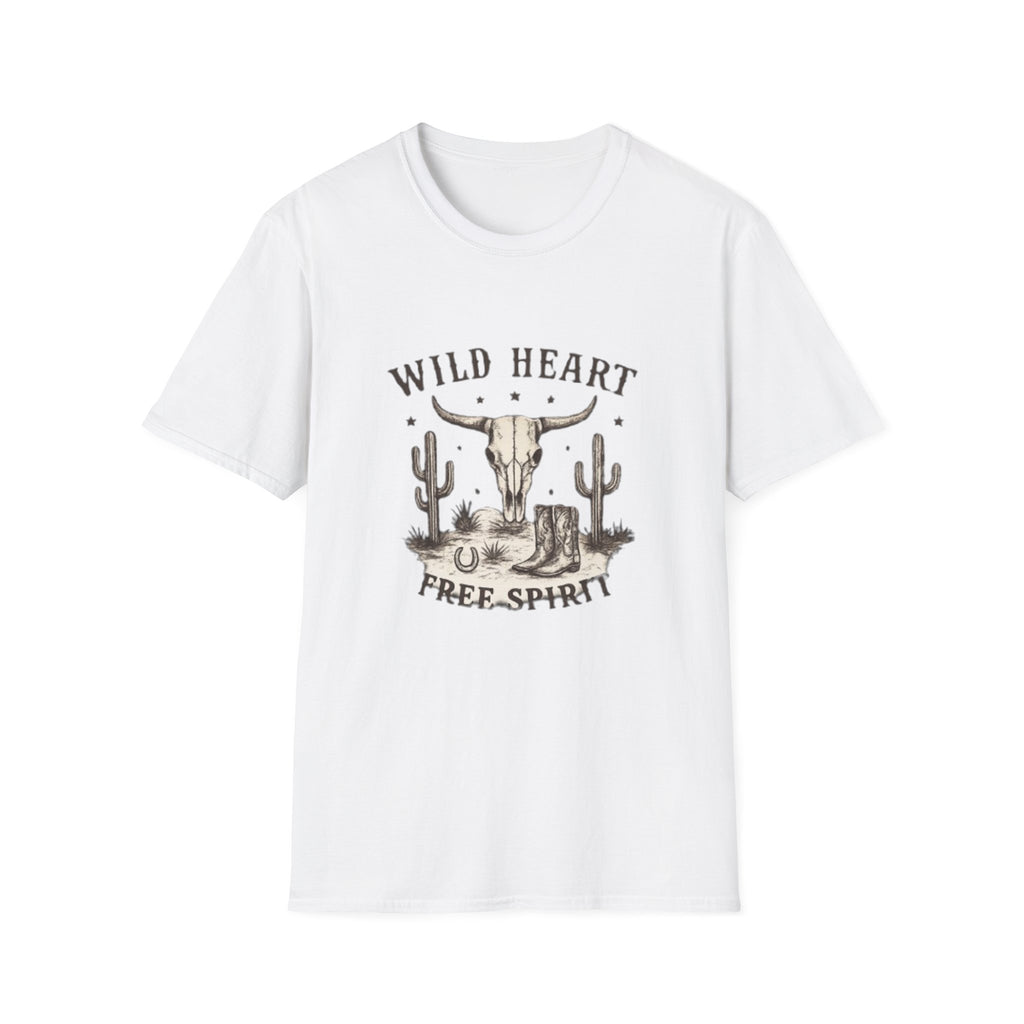 Wild Heart Skull T-Shirt – Western Cactus 'Free Spirit' Graphic Tee