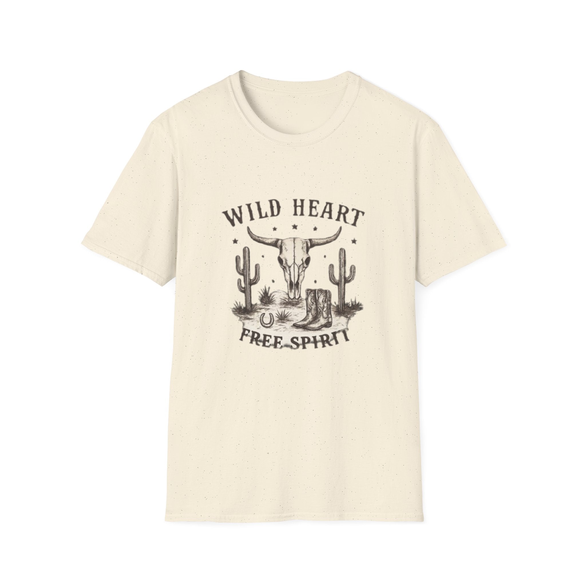 Wild Heart Skull T-Shirt – Western Cactus 'Free Spirit' Graphic Tee