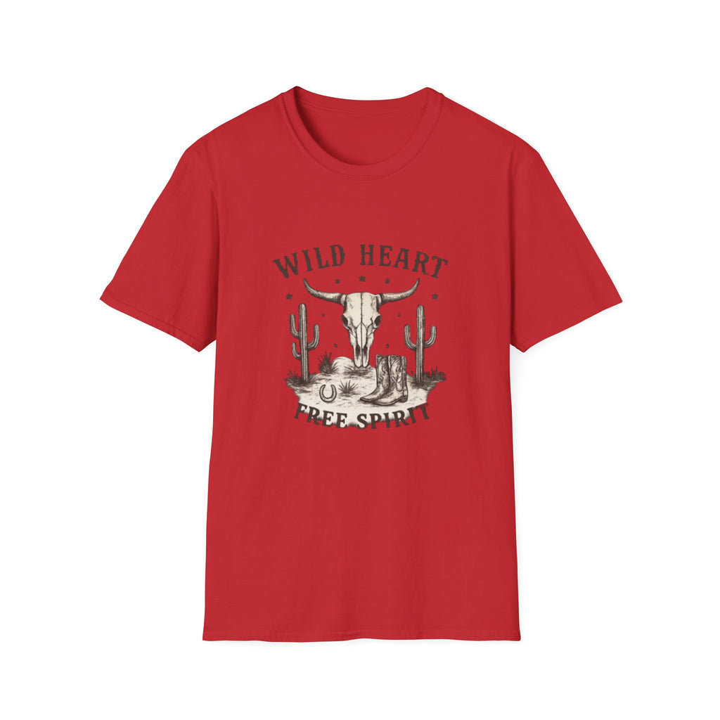 Wild Heart Skull T-Shirt – Western Cactus 'Free Spirit' Graphic Tee