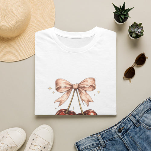 Cherry Bow T-Shirt — Cute Vintage Cherries Graphic