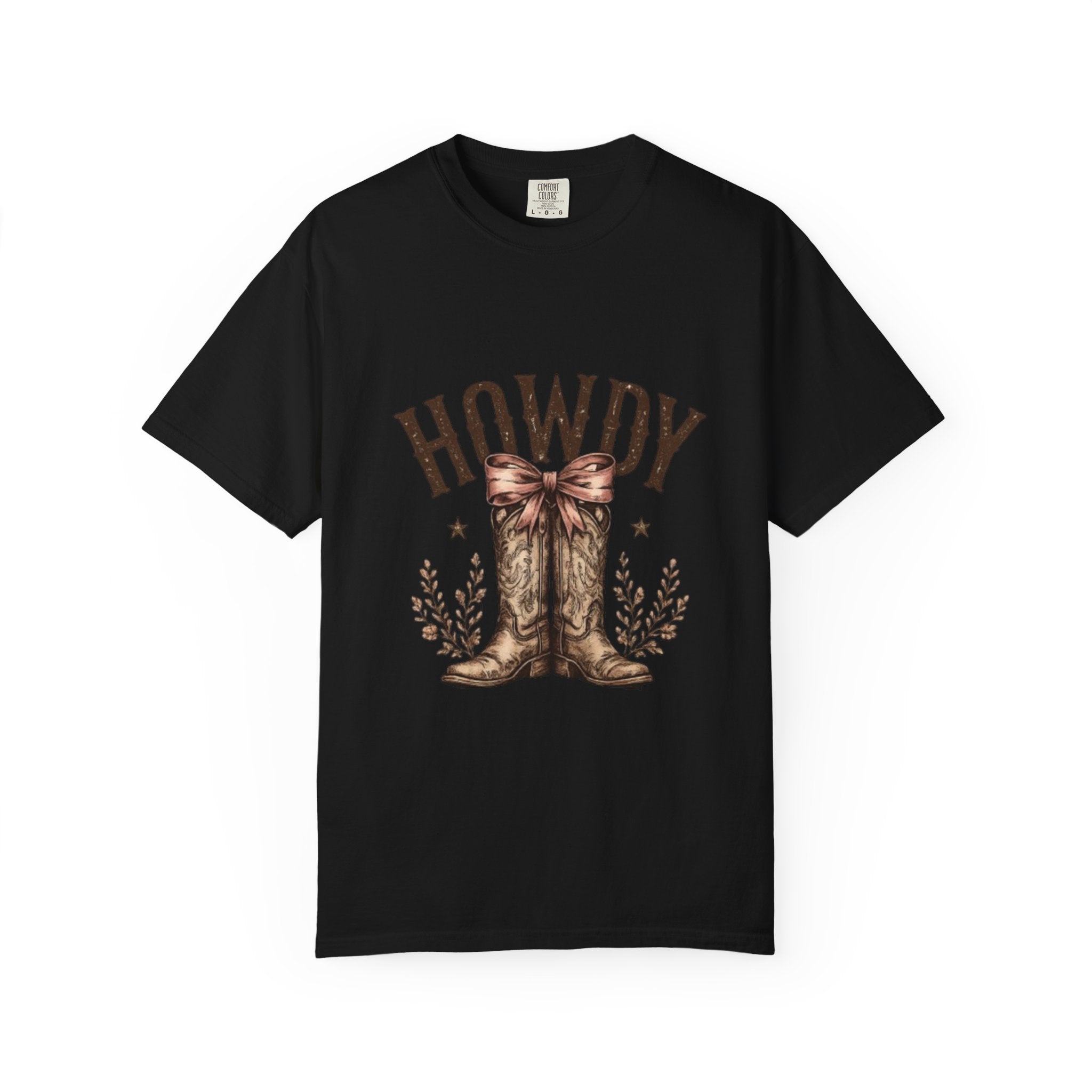 Howdy Cowboy Boots T-Shirt — Western Graphic Tee with Bow