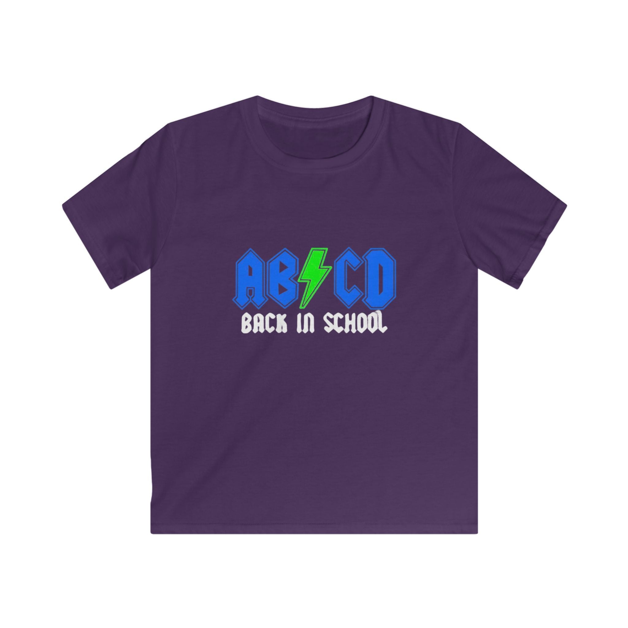 Kids "AB/CD Back in School" Graphic Tee — Cool Lightning Bolt School Shirt