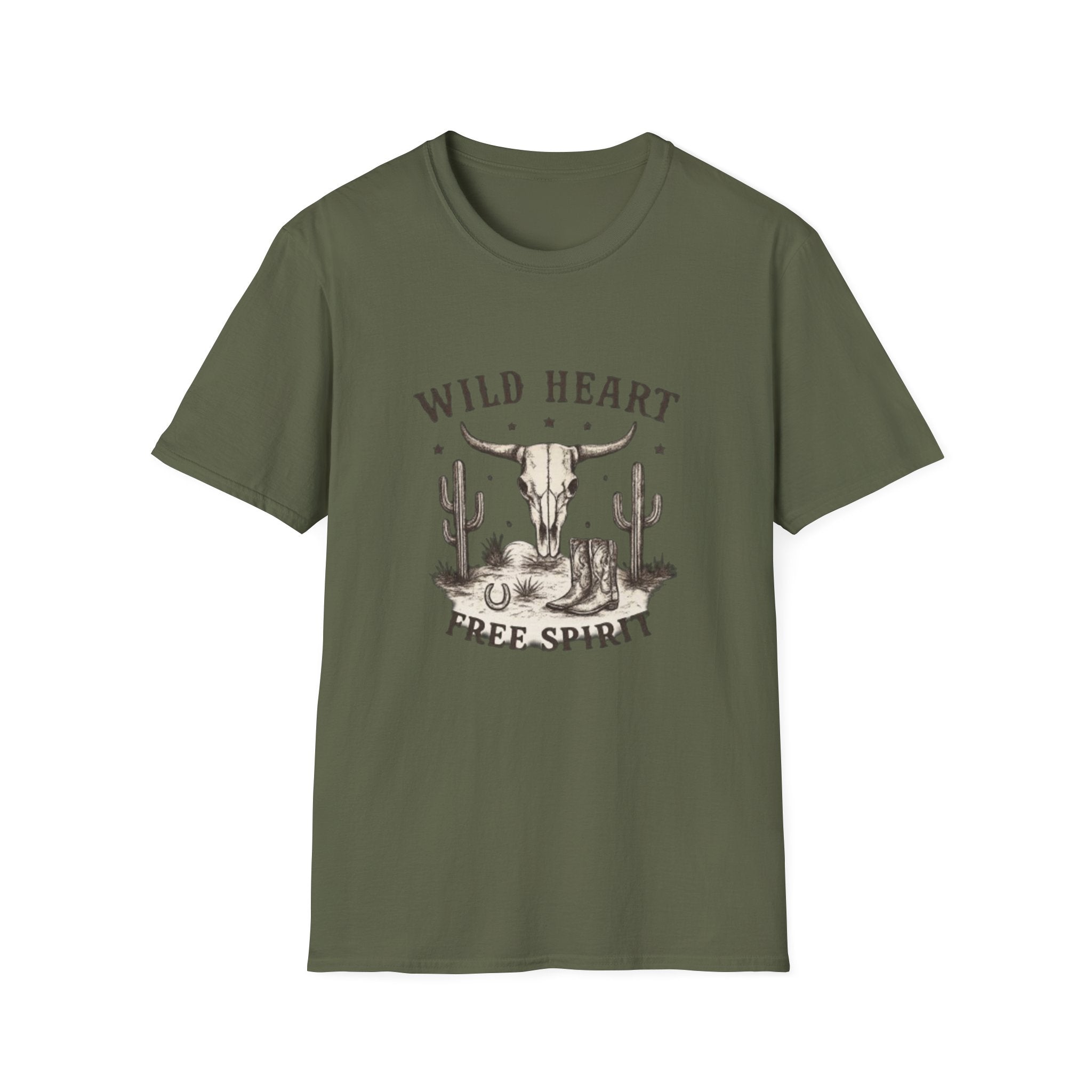Wild Heart Skull T-Shirt – Western Cactus 'Free Spirit' Graphic Tee