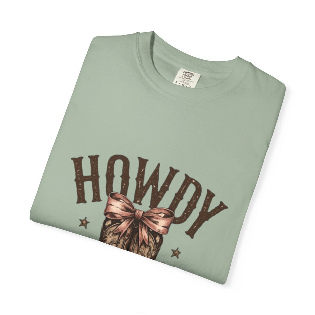 Howdy Cowboy Boots T-Shirt — Western Graphic Tee with Bow