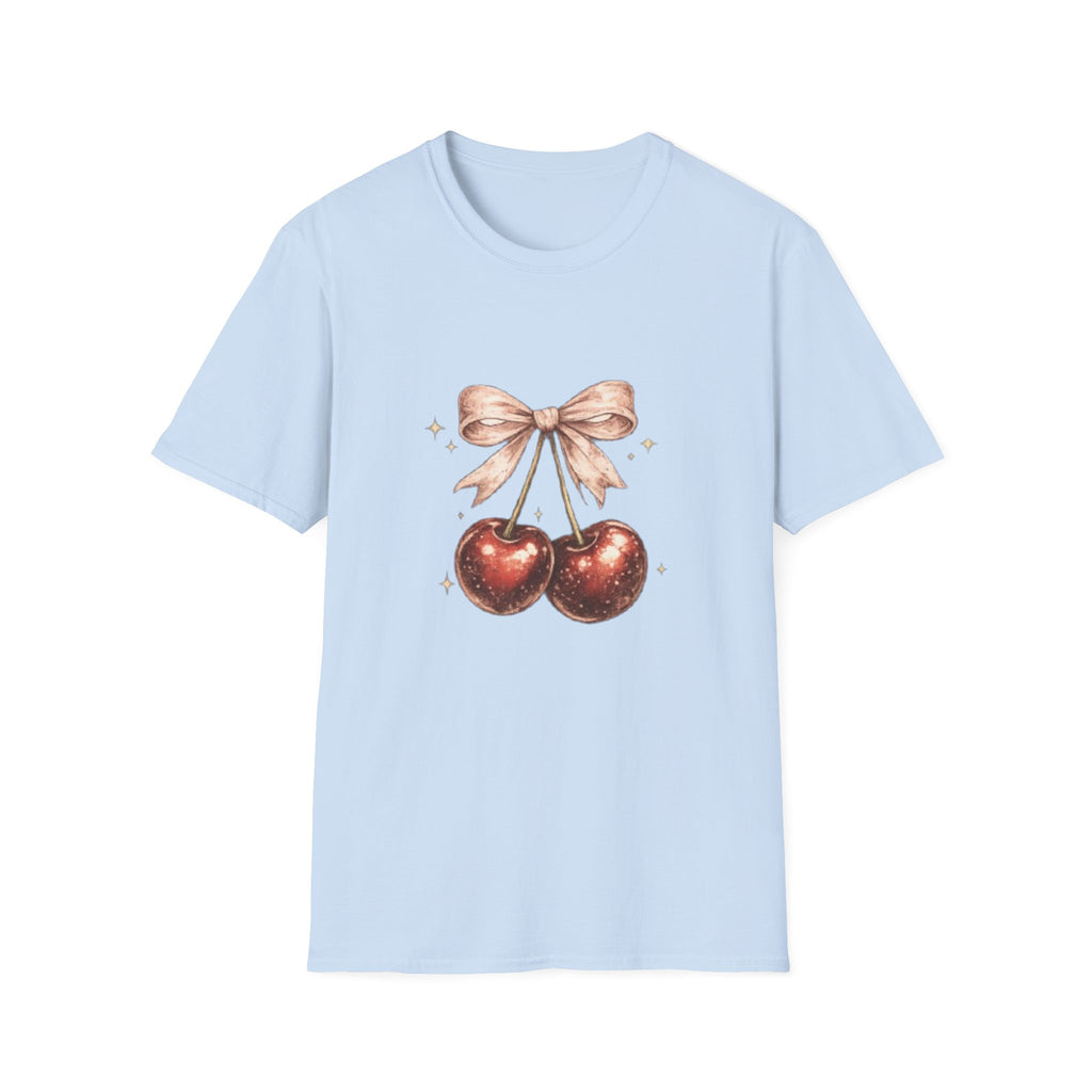 Cherry Bow T-Shirt — Cute Vintage Cherries Graphic