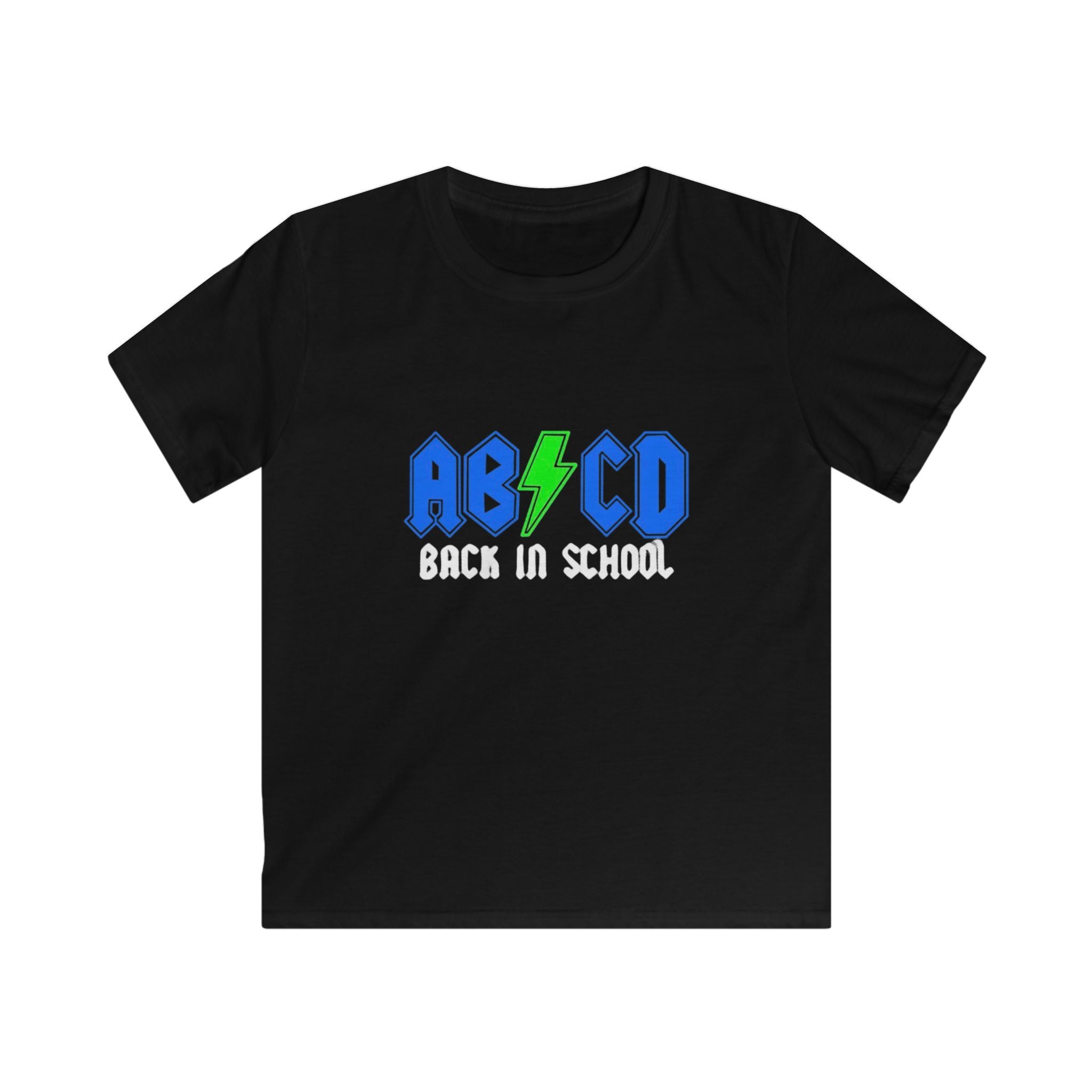 Kids "AB/CD Back in School" Graphic Tee — Cool Lightning Bolt School Shirt