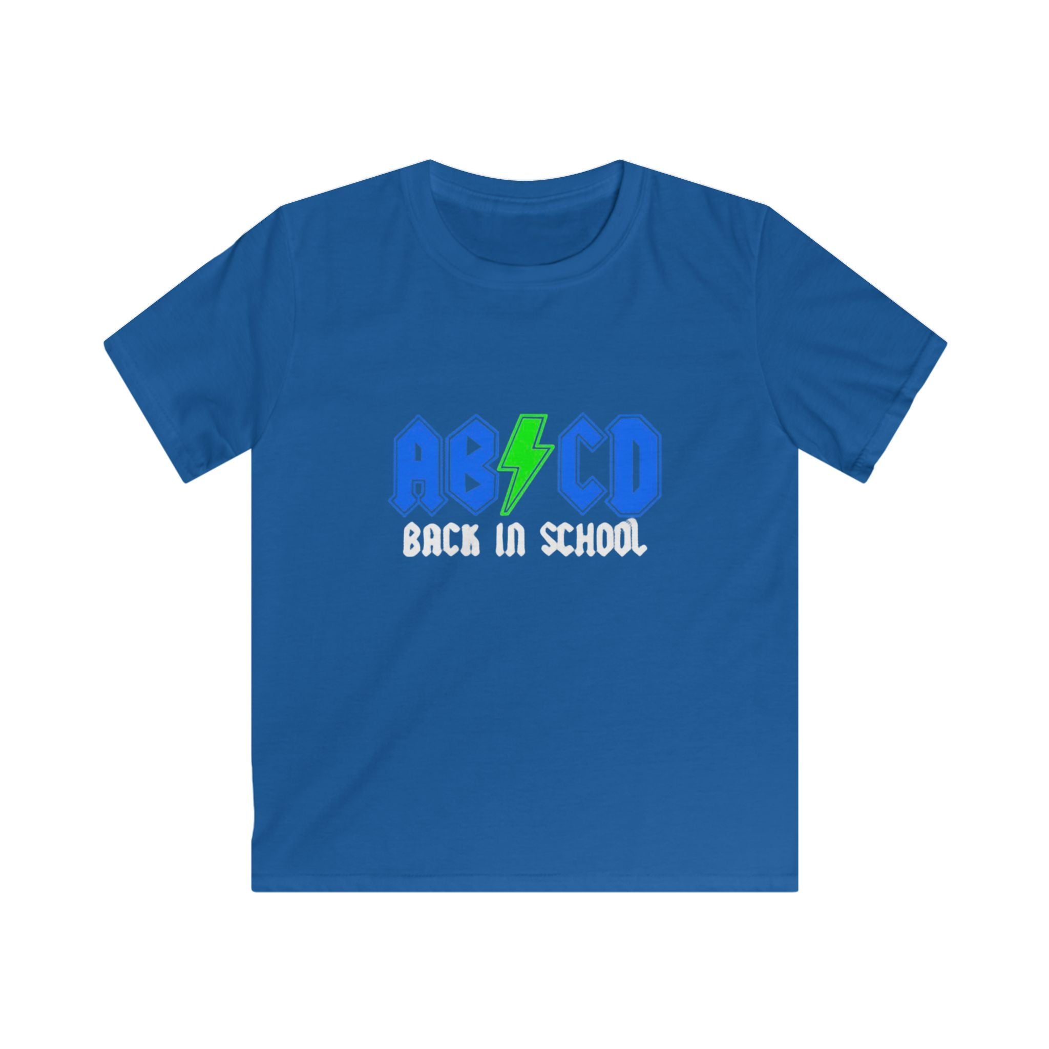 Kids "AB/CD Back in School" Graphic Tee — Cool Lightning Bolt School Shirt