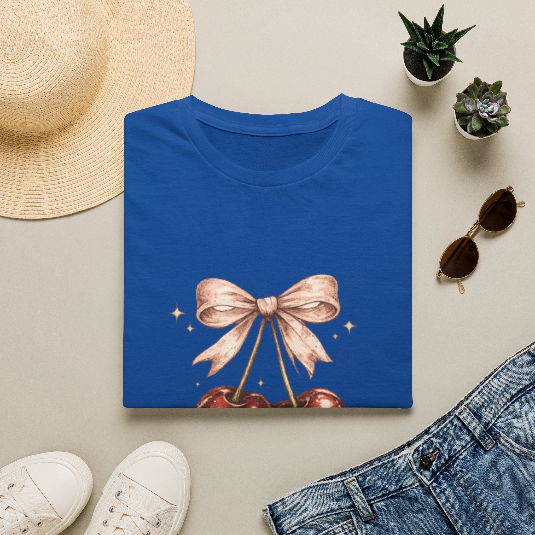 Cherry Bow T-Shirt — Cute Vintage Cherries Graphic