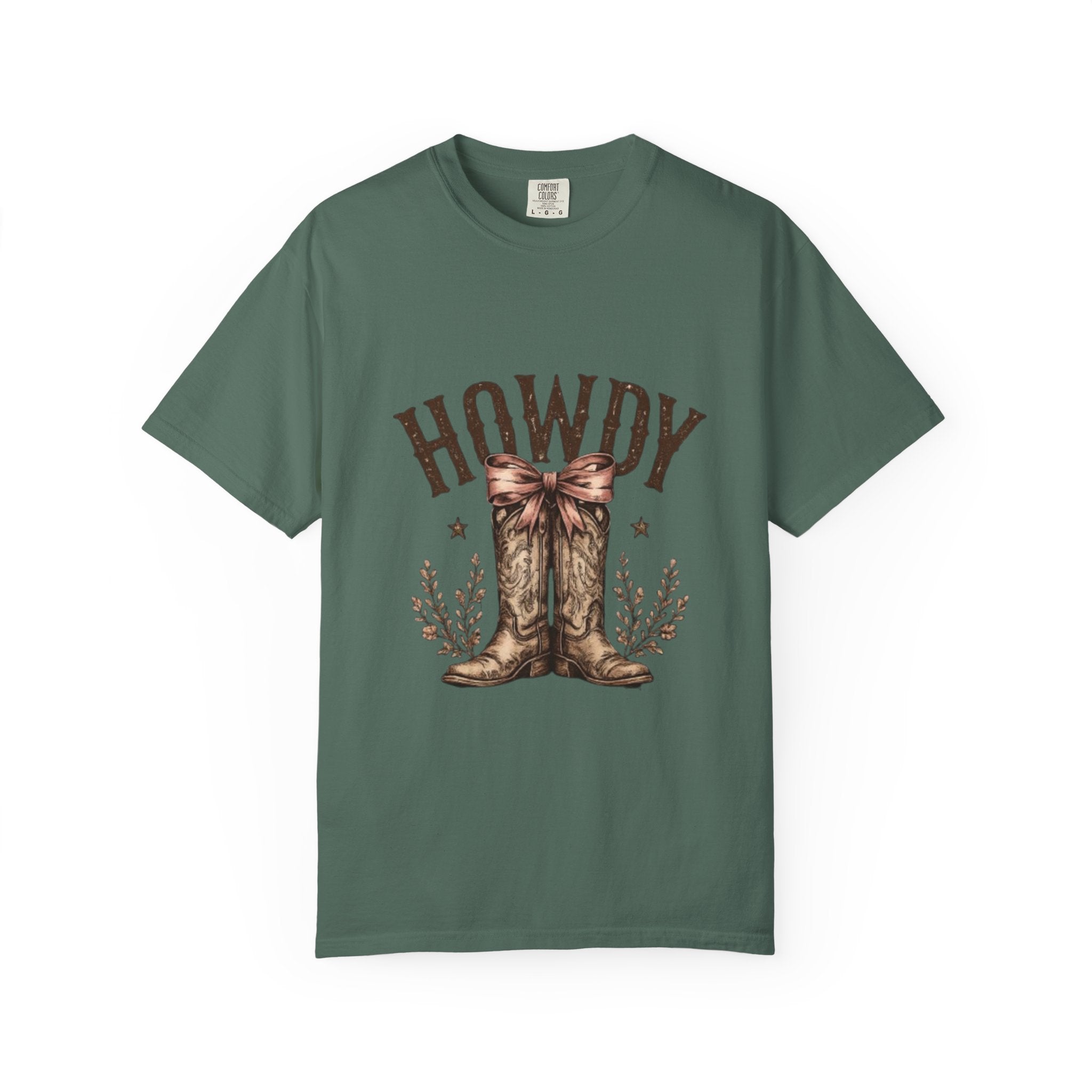 Howdy Cowboy Boots T-Shirt — Western Graphic Tee with Bow