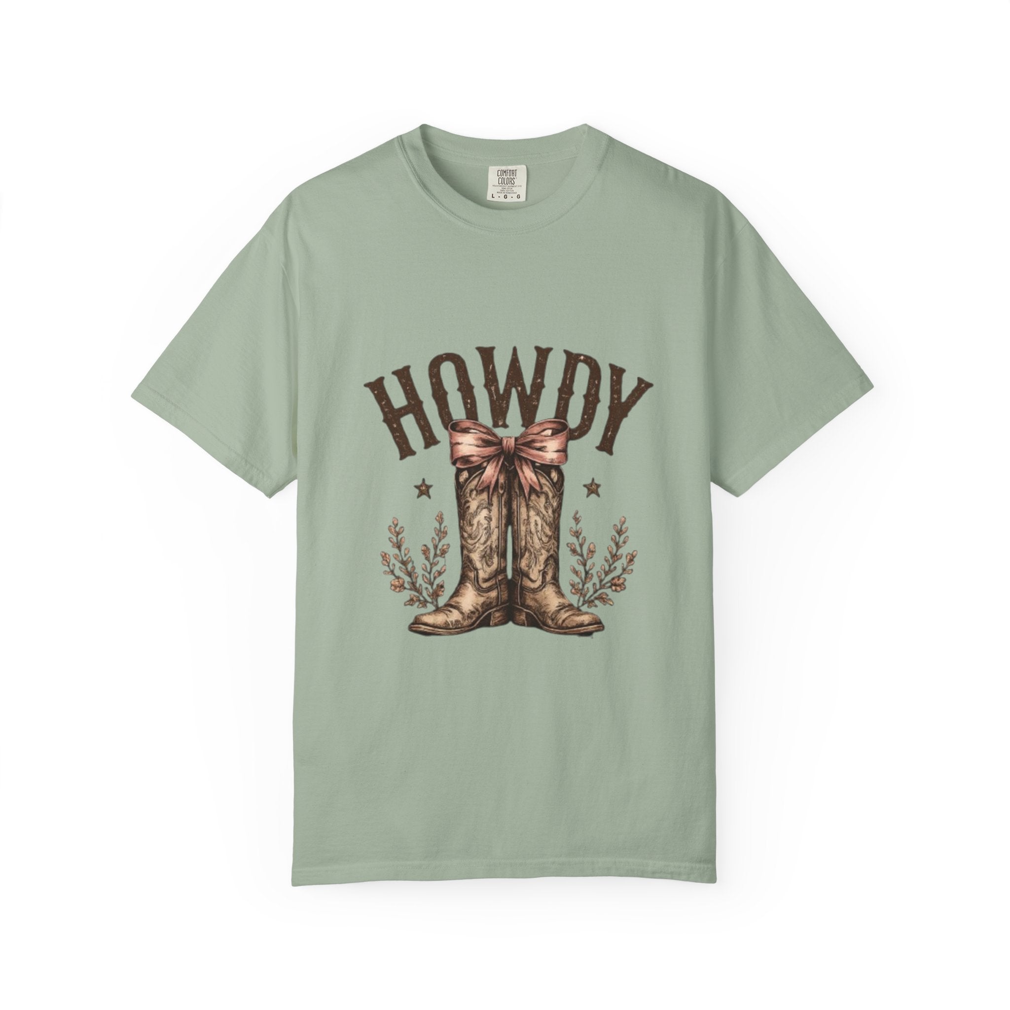 Howdy Cowboy Boots T-Shirt — Western Graphic Tee with Bow