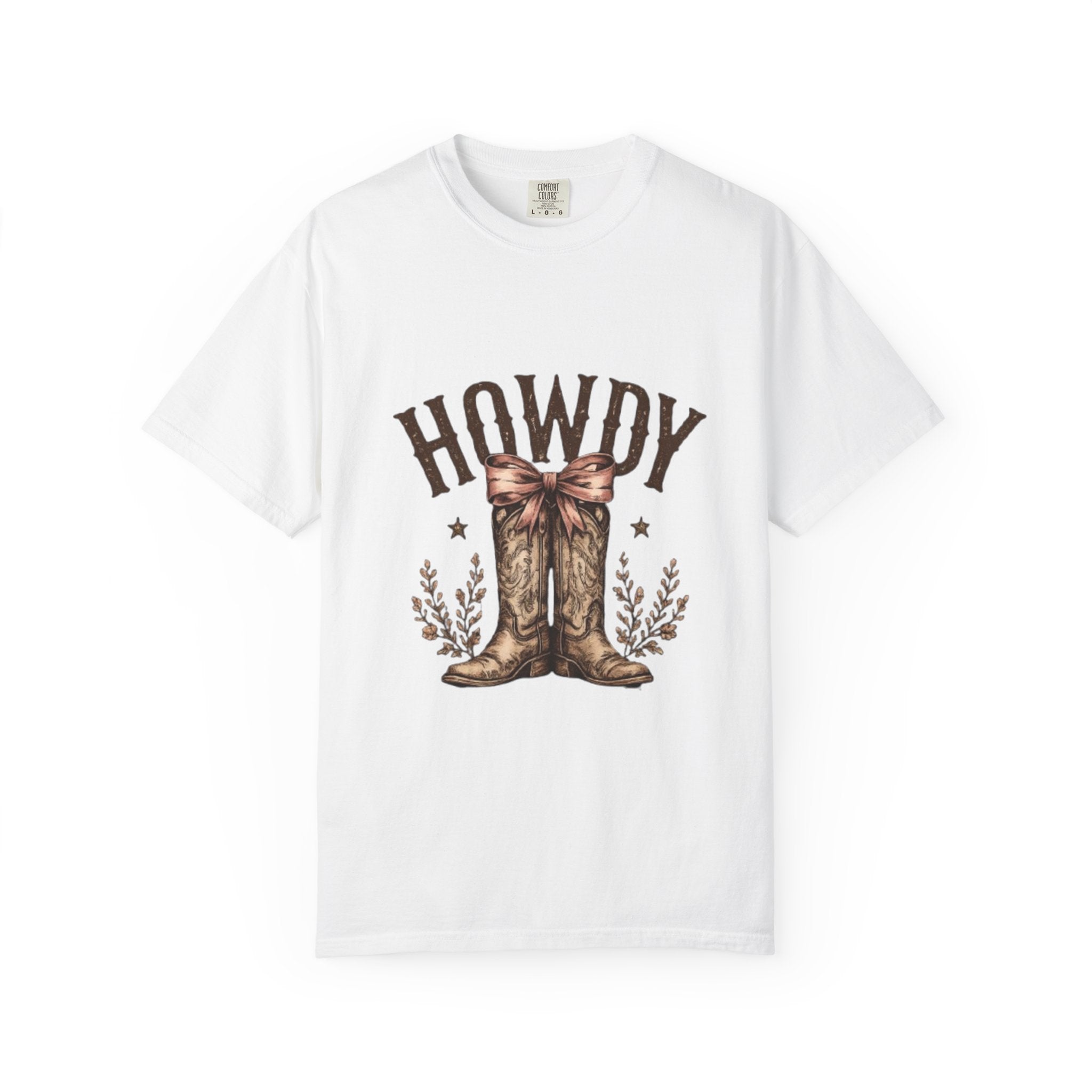 Howdy Cowboy Boots T-Shirt — Western Graphic Tee with Bow