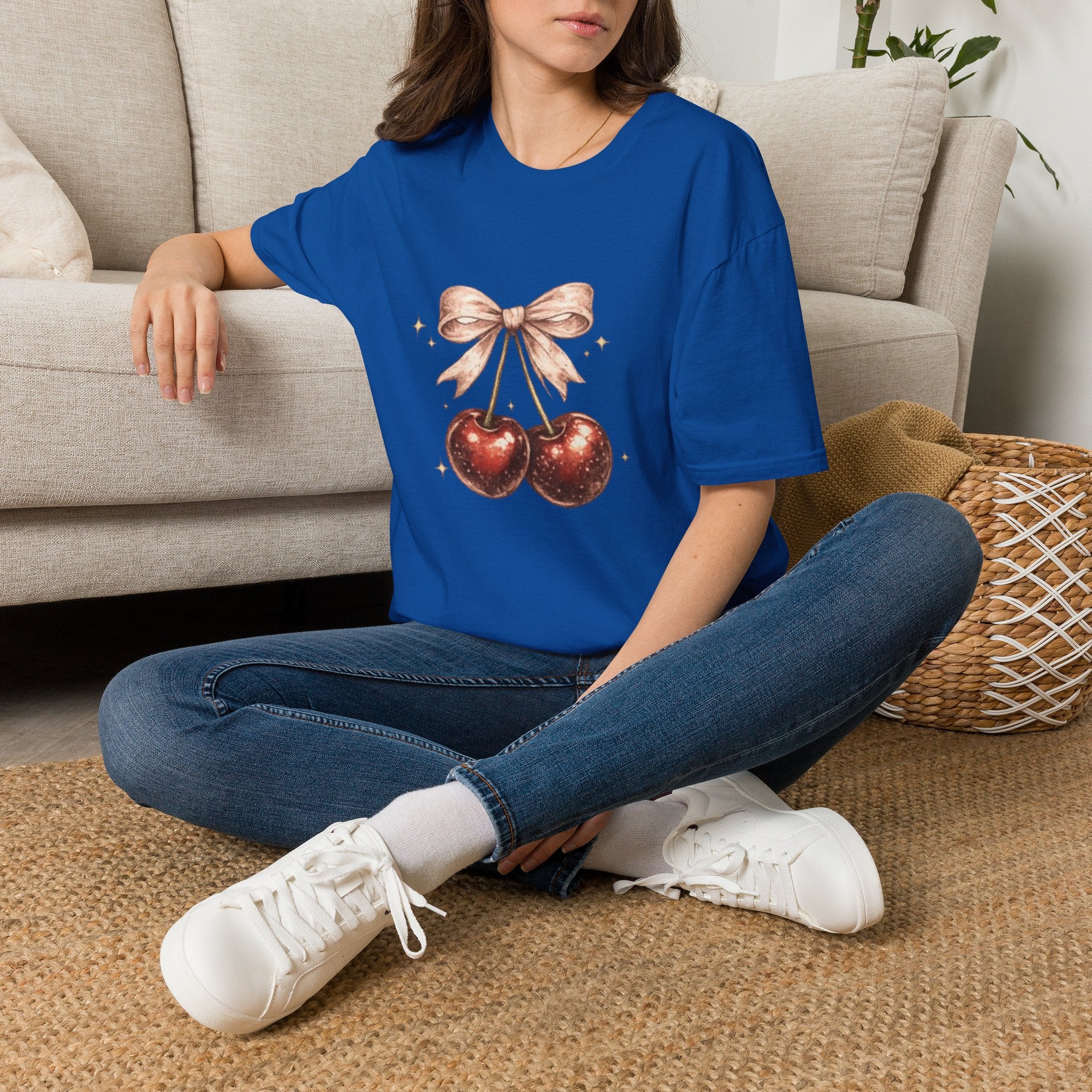 Cherry Bow T-Shirt — Cute Vintage Cherries Graphic
